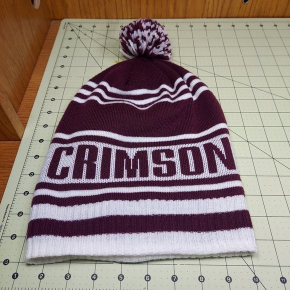 VINTAGE Adidas Harvard Crimson University beanie with Pom Pom Classic School Hat - Picture 5 of 7